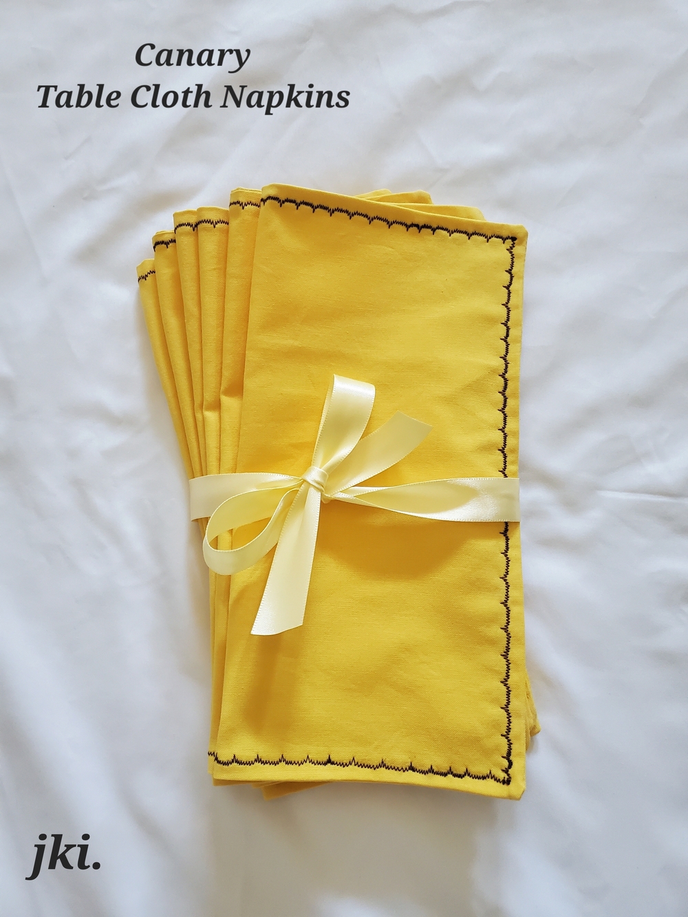6/set Canary Yellow Table Cloth Napkins 100% Cotton